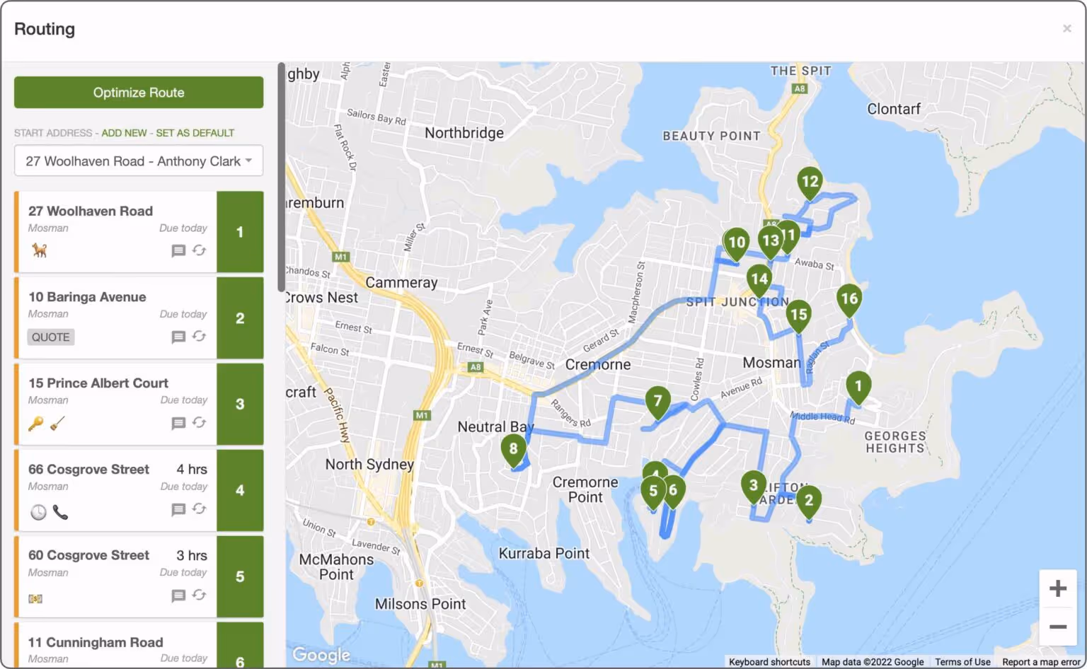 Calculate the optimal route